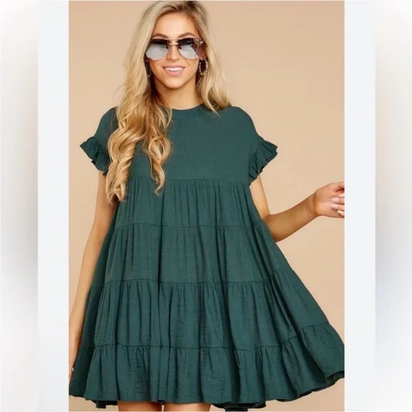 Petal Roz green tiered mini dress - Picture 3 of 4